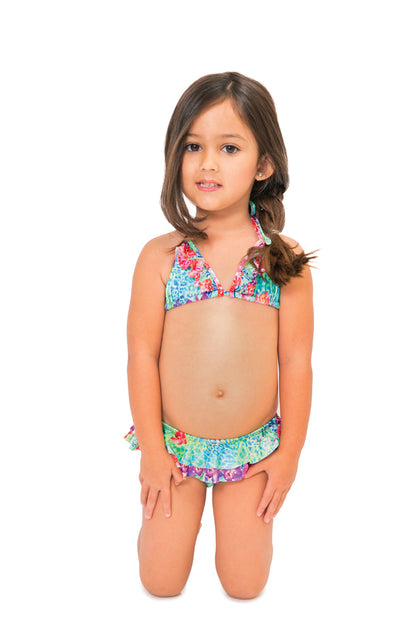 PEQUEÑO PARAISO T - Ruffled Triangle Top Bikini • Multicolor