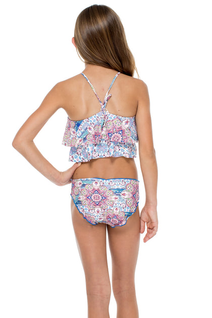 AZUCAR - Tankini Side Tab Ruched Back Bikini • Multicolor