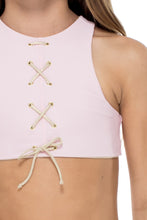 LA CORREDERA - Eyelets Lace Up High Neck Top Bikini • Niña